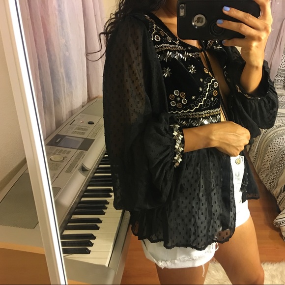 zara black embroidered jacket
